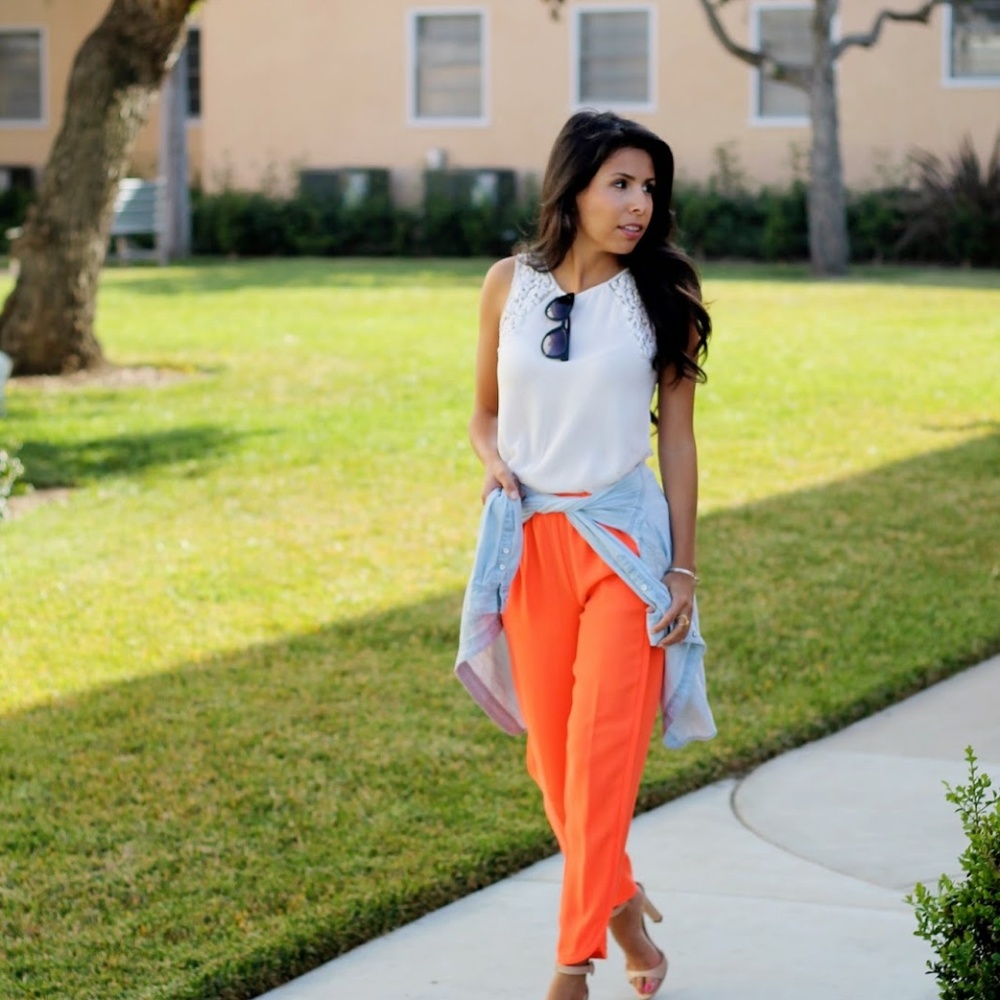 J. Crew Neon Pull-on Drapey Pants